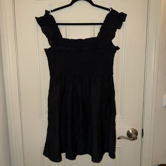 Express Ruffled Shoulder Dress - Black L - Picture 2 of 5
